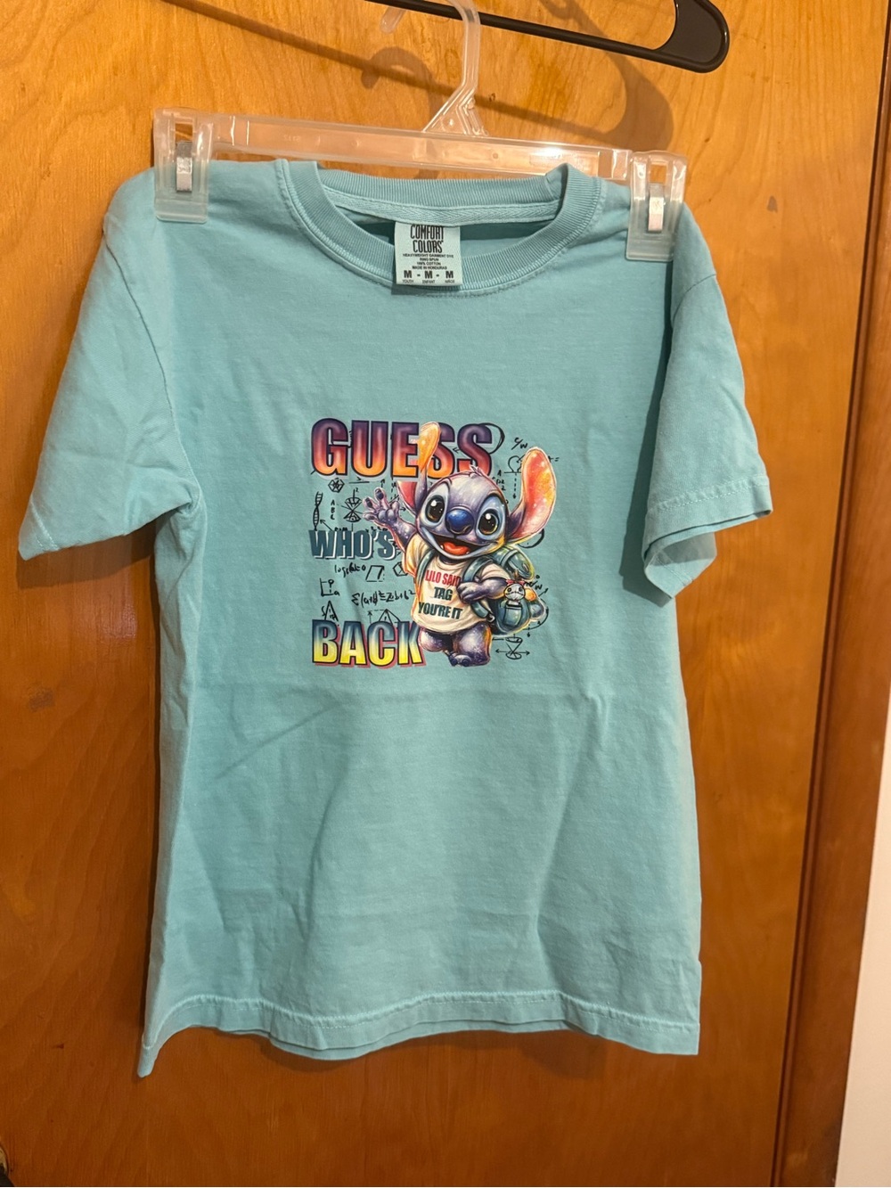 Comfort Colors Light Blue Stitch 'Guess Who's Back' Kids Tee